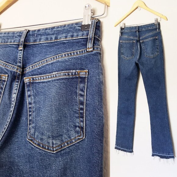 FREE PEOPLE We The Free Emmy High Waist Bootcut Jean Slit Frayed Hem Blue 25 $98 - Picture 16 of 16